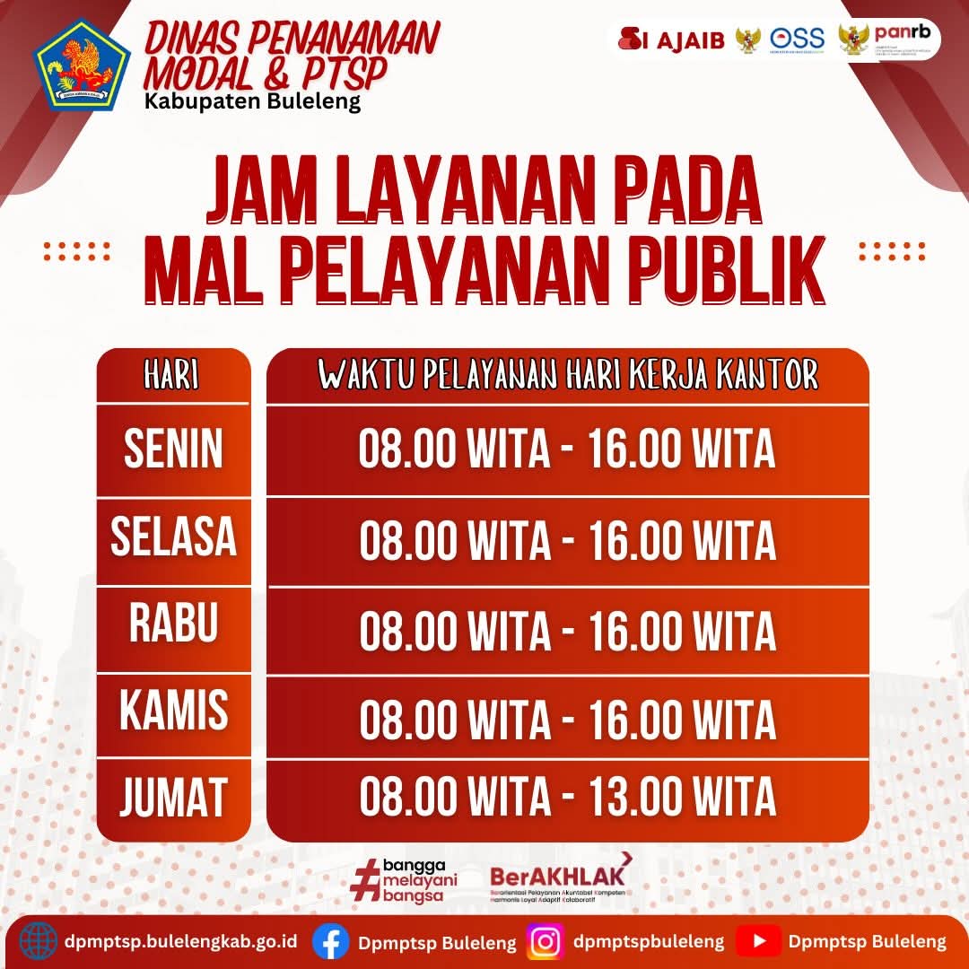 Jam Layanan MPP dan DPMPTSP Kabupaten Buleleng