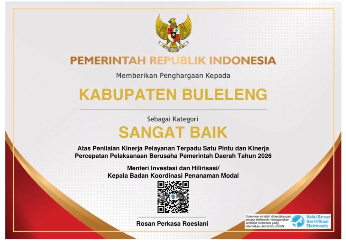 BANGGA! KABUPATEN BULELENG RAIH PREDIKAT SANGAT BAIK NASIONAL