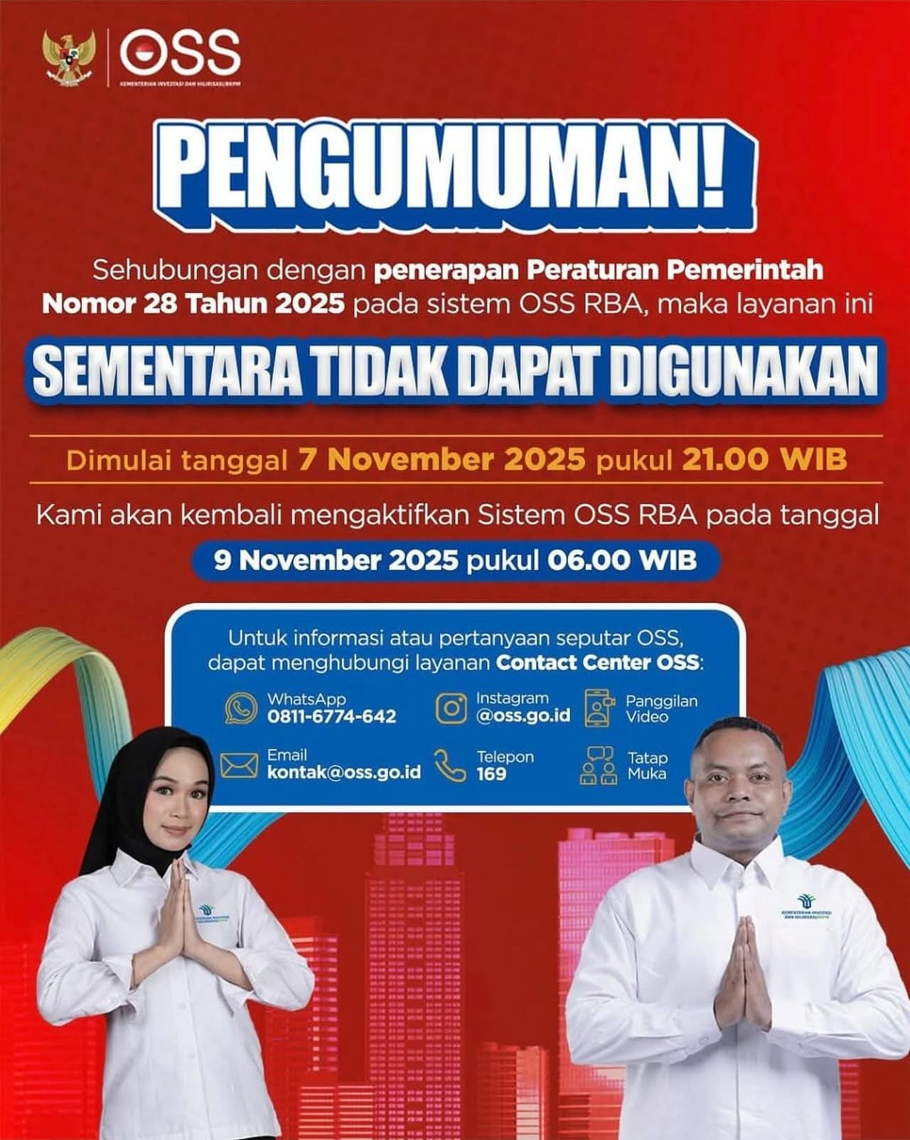 Pengumuman Terkait Layanan OSS